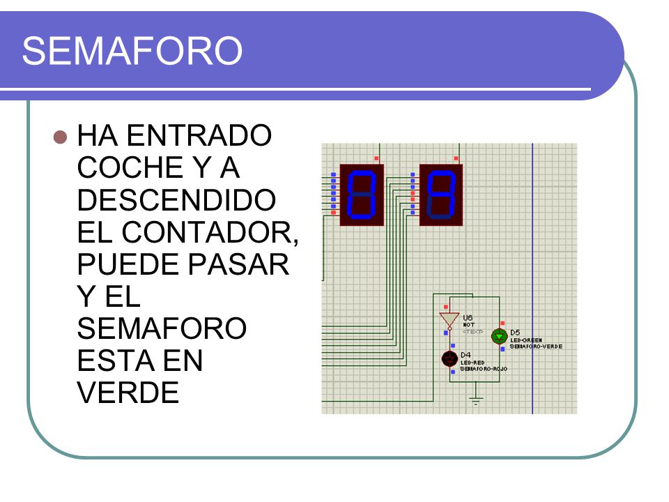 SEMAFORO HA ENTRADO COCHE Y A DESCENDIDO EL CONTADOR, PUEDE PASAR Y EL SEMAFORO ESTA EN VERDE