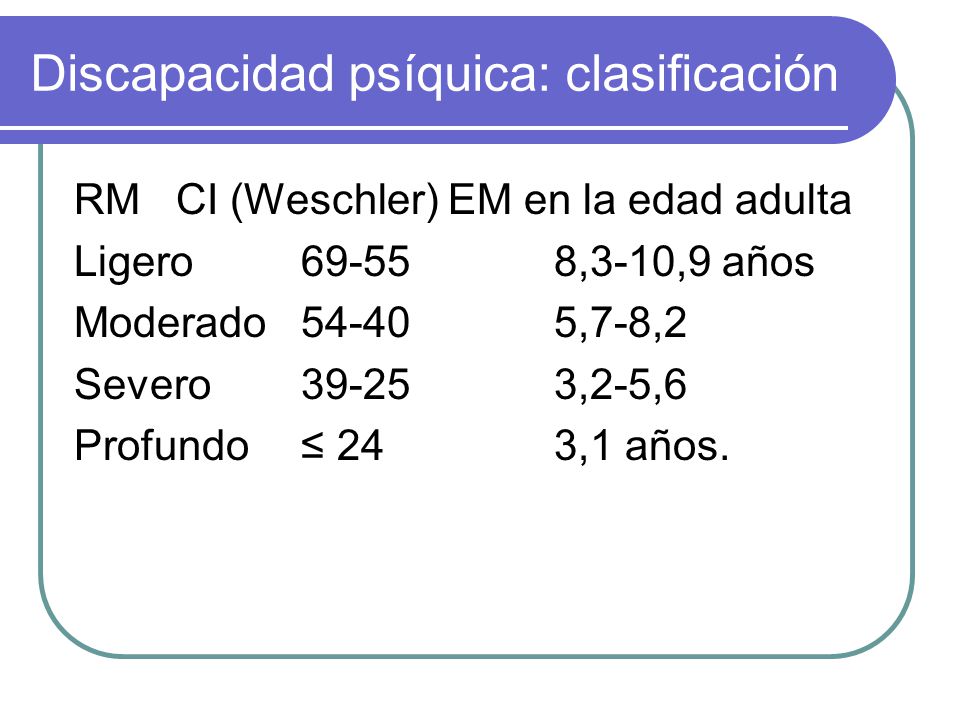 Discapacidad psíquica: clasificación
