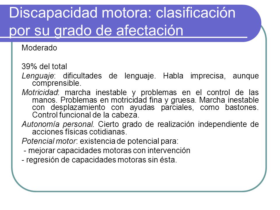Discapacidad motora: clasificación por su grado de afectación