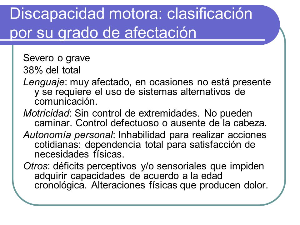 Discapacidad motora: clasificación por su grado de afectación