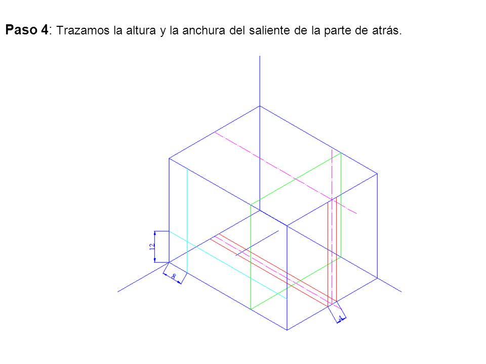 Paso 4: Trazamos la altura y la anchura del saliente de la parte de atrás.