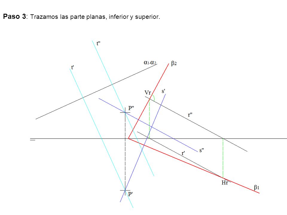 Paso 3: Trazamos las parte planas, inferior y superior.
