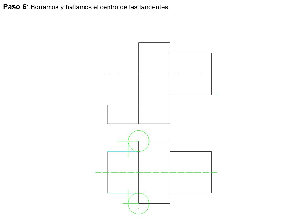 Paso 6: Borramos y hallamos el centro de las tangentes.