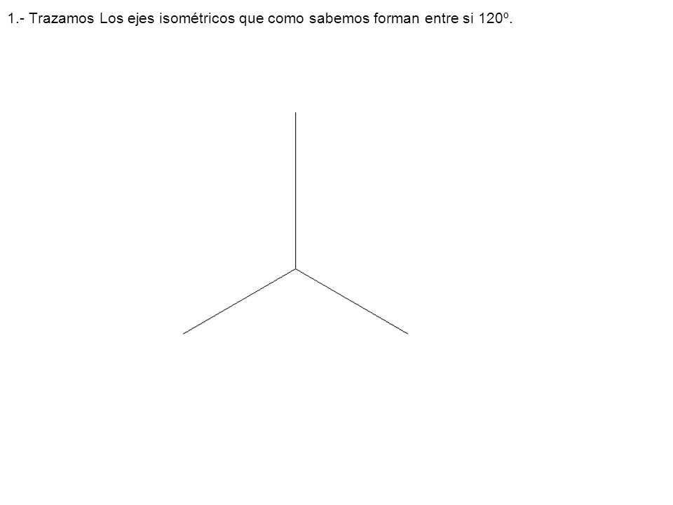 1.- Trazamos Los ejes isométricos que como sabemos forman entre si 120º.