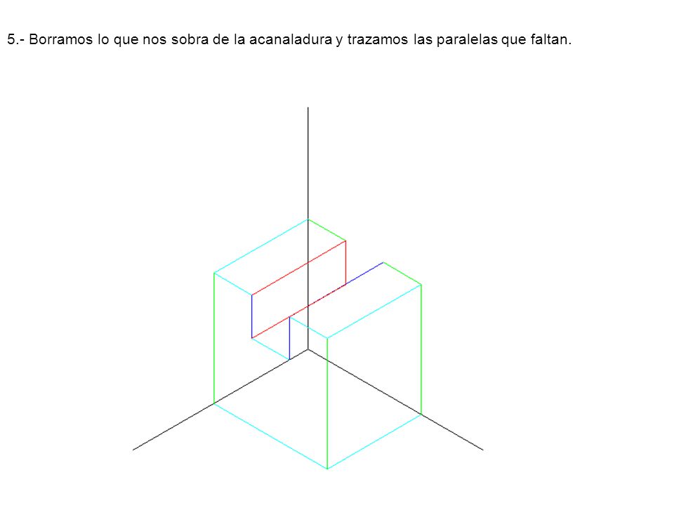 5.- Borramos lo que nos sobra de la acanaladura y trazamos las paralelas que faltan.
