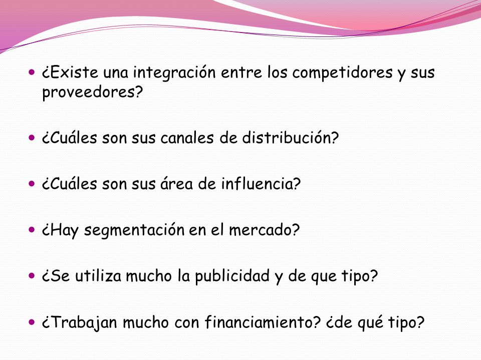 ¿Existe una integración entre los competidores y sus proveedores