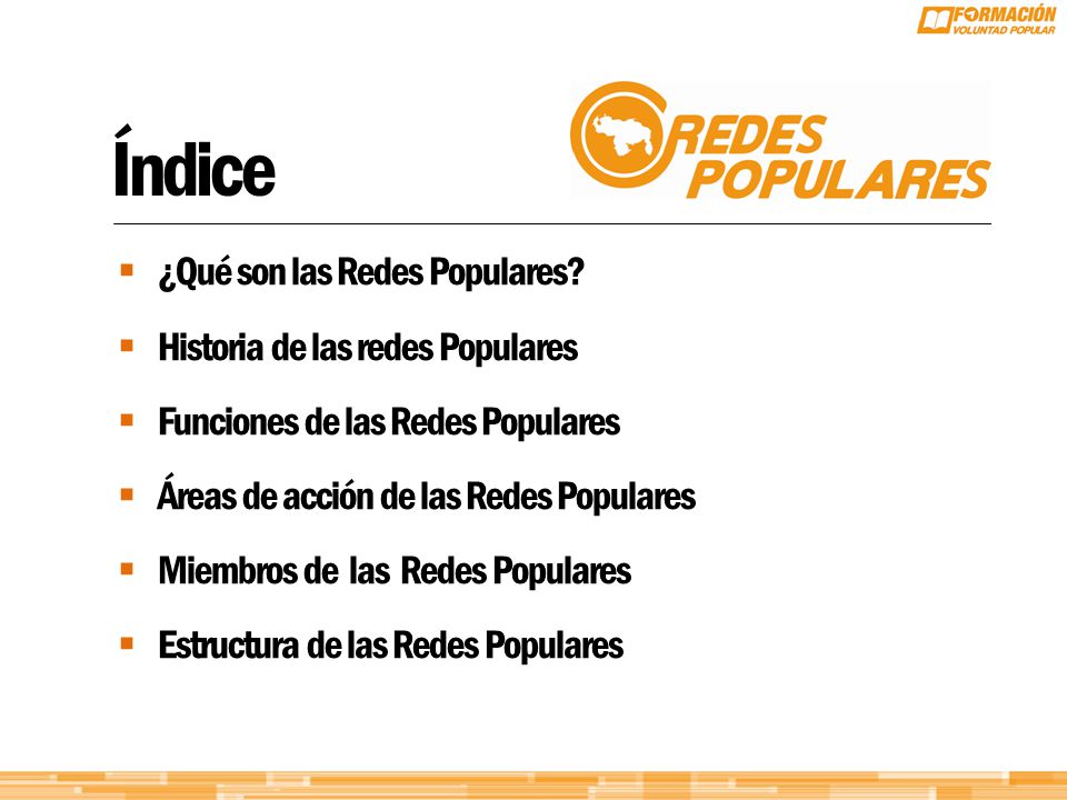 Índice ¿Qué son las Redes Populares Historia de las redes Populares