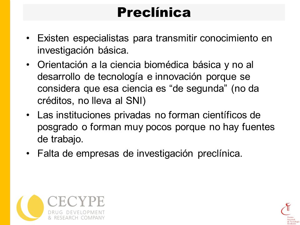 Preclínica Existen especialistas para transmitir conocimiento en investigación básica.