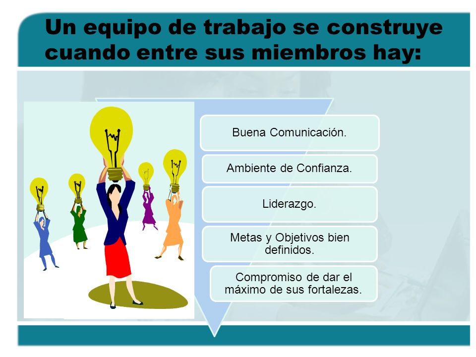 Un equipo de trabajo se construye cuando entre sus miembros hay:
