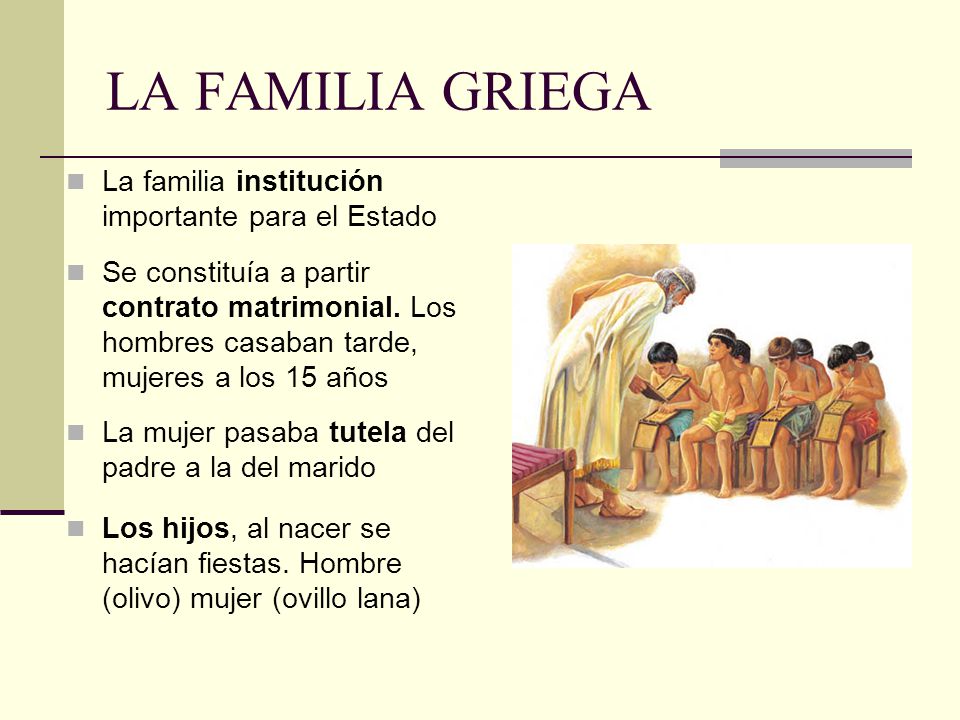 LA FAMILIA GRIEGA La familia institución importante para el Estado