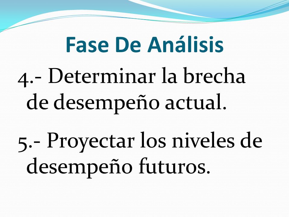 Fase De Análisis 4.- Determinar la brecha de desempeño actual.