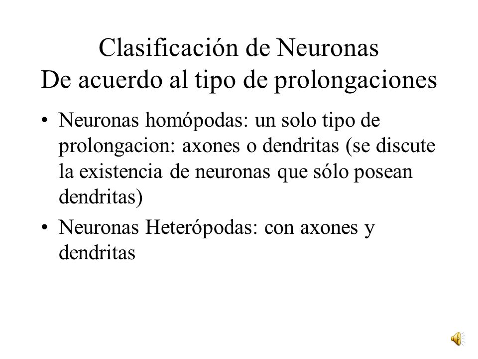Clasificación de Neuronas De acuerdo al tipo de prolongaciones