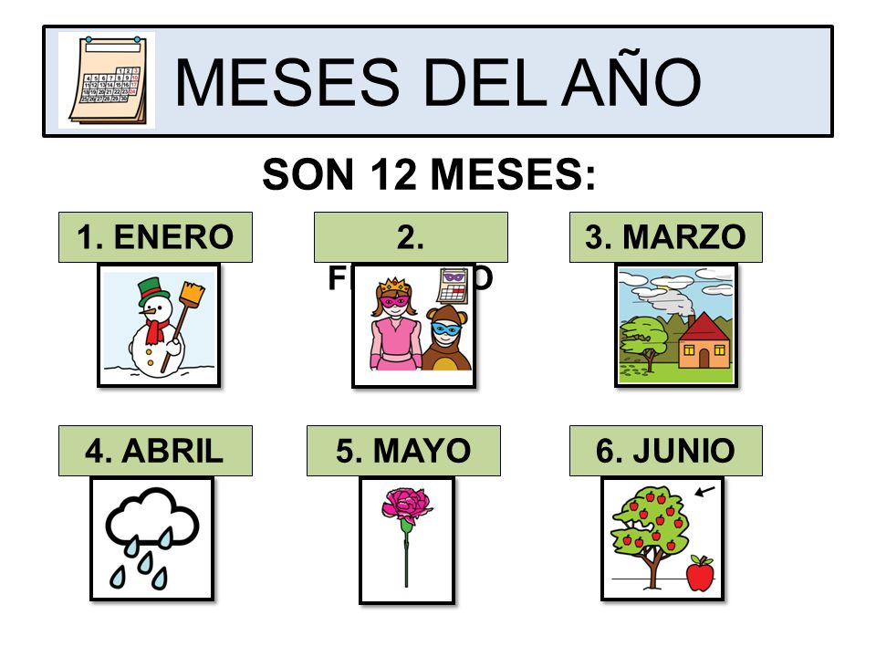 MESES DEL AÑO SON 12 MESES: 1. ENERO 2. FEBRERO 3. MARZO 4. ABRIL