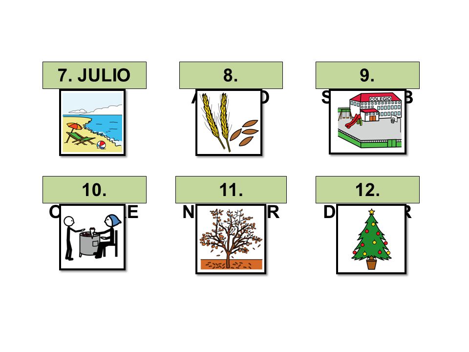 7. JULIO 8. AGOSTO 9. SEPTIEMBRE 10. OCTUBRE 11. NOVIEMBRE 12. DICIEMBRE