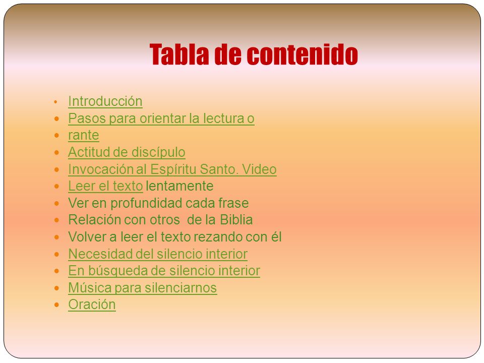 Tabla de contenido Introducción Pasos para orientar la lectura o rante