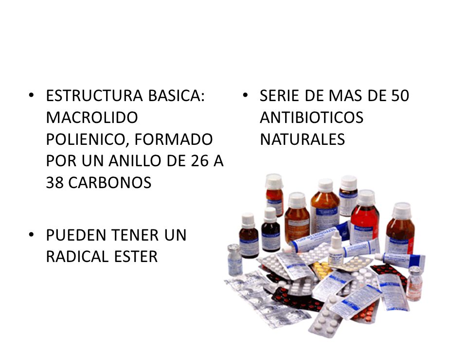 ESTRUCTURA BASICA: MACROLIDO POLIENICO, FORMADO POR UN ANILLO DE 26 A 38 CARBONOS