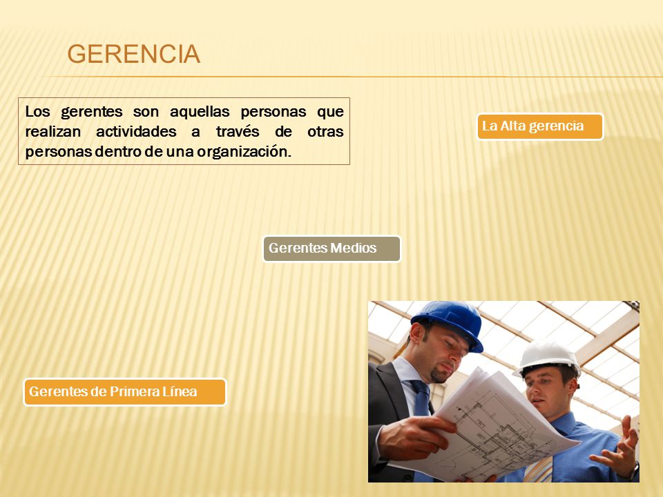 GERENCIA Los gerentes son aquellas personas que realizan actividades a través de otras personas dentro de una organización.