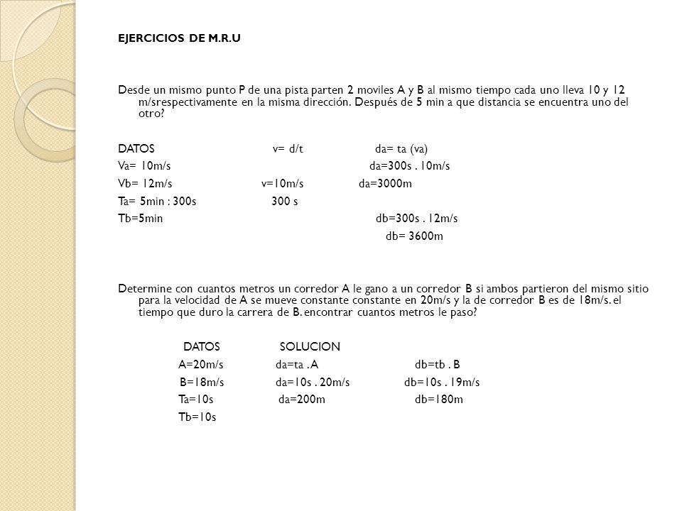 EJERCICIOS DE M.R.U