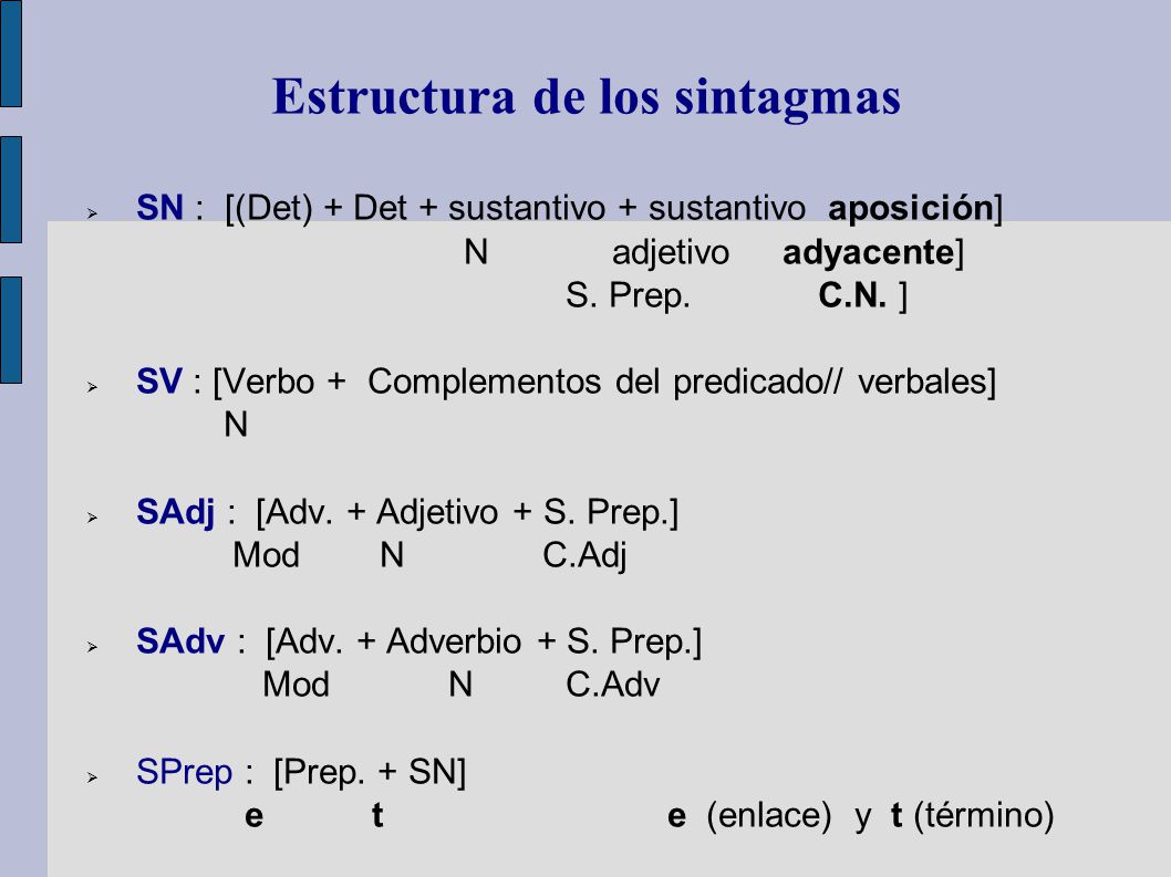 Estructura de los sintagmas