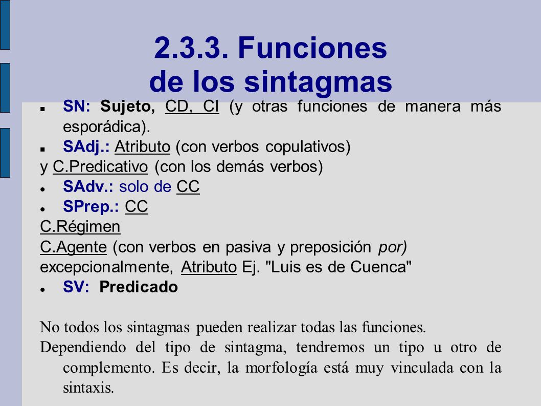 Funciones de los sintagmas