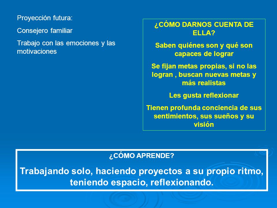 Proyección futura: Consejero familiar. Trabajo con las emociones y las motivaciones. ¿CÓMO DARNOS CUENTA DE ELLA