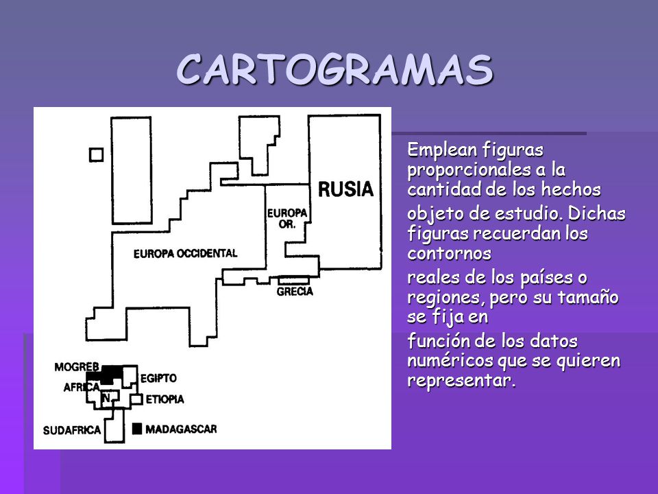 CARTOGRAMAS Emplean figuras proporcionales a la cantidad de los hechos