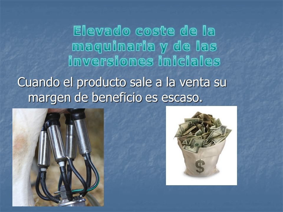 Elevado coste de la maquinaria y de las inversiones iniciales