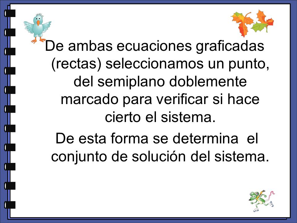 De esta forma se determina el conjunto de solución del sistema.