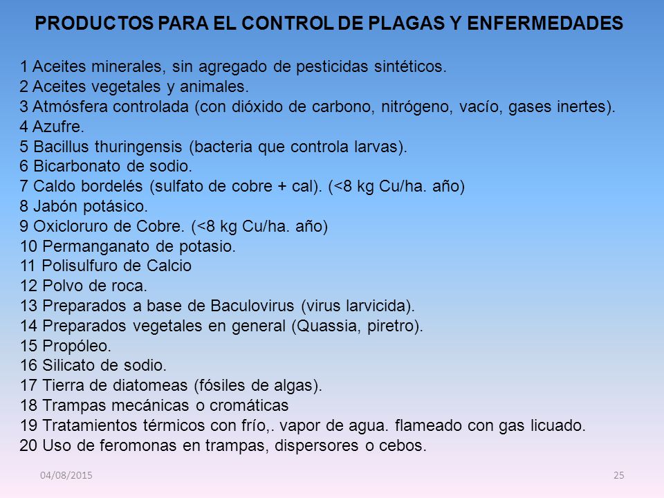 PRODUCTOS PARA EL CONTROL DE PLAGAS Y ENFERMEDADES
