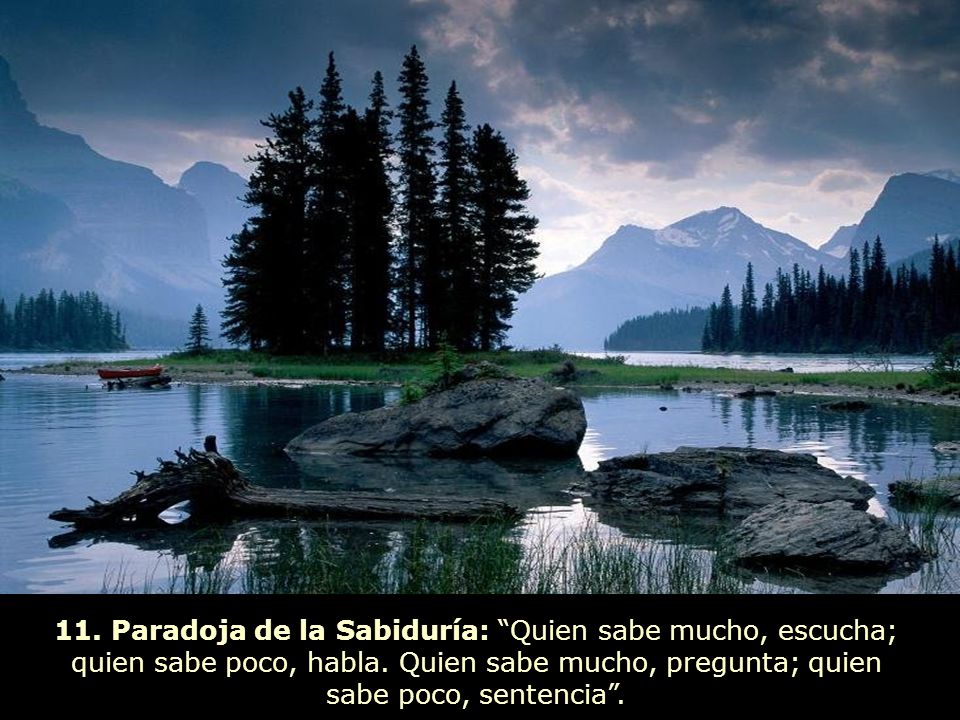11. Paradoja de la Sabiduría: Quien sabe mucho, escucha; quien sabe poco, habla.