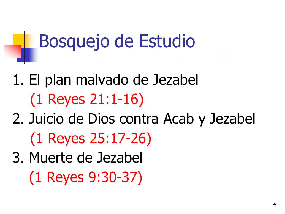 Bosquejo de Estudio 1. El plan malvado de Jezabel (1 Reyes 21:1-16)