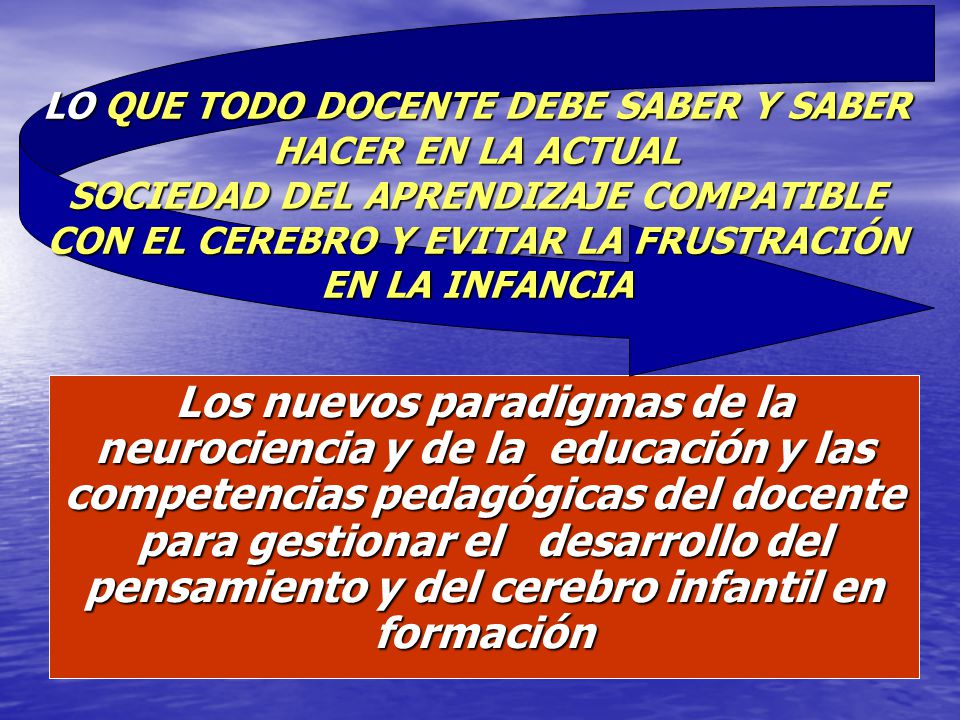 LO QUE TODO DOCENTE DEBE SABER Y SABER HACER EN LA ACTUAL SOCIEDAD DEL APRENDIZAJE COMPATIBLE CON EL CEREBRO Y EVITAR LA FRUSTRACIÓN EN LA INFANCIA