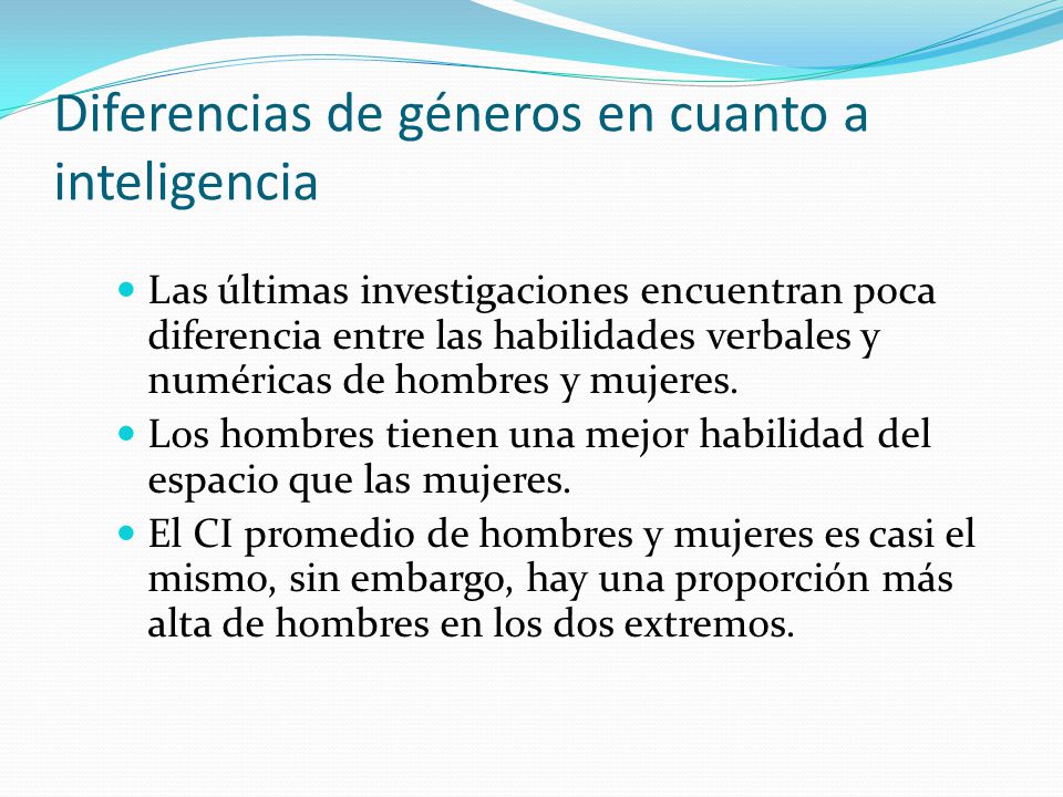 Diferencias de géneros en cuanto a inteligencia
