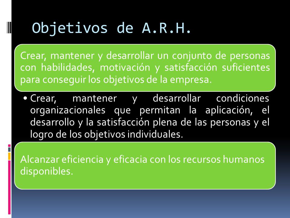 Objetivos de A.R.H.