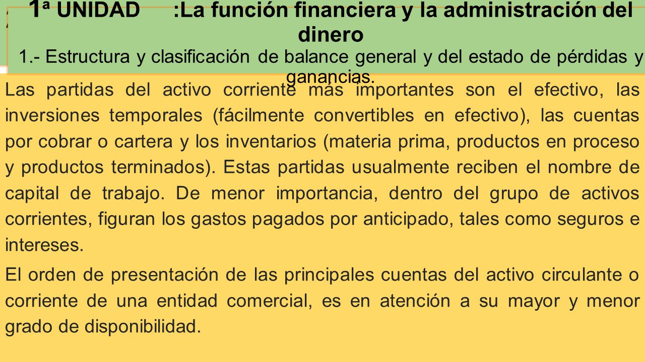 2ª UNIDAD : Definición de Cuentas de activo, pasivos, patrimonio, ingresos y gastos.