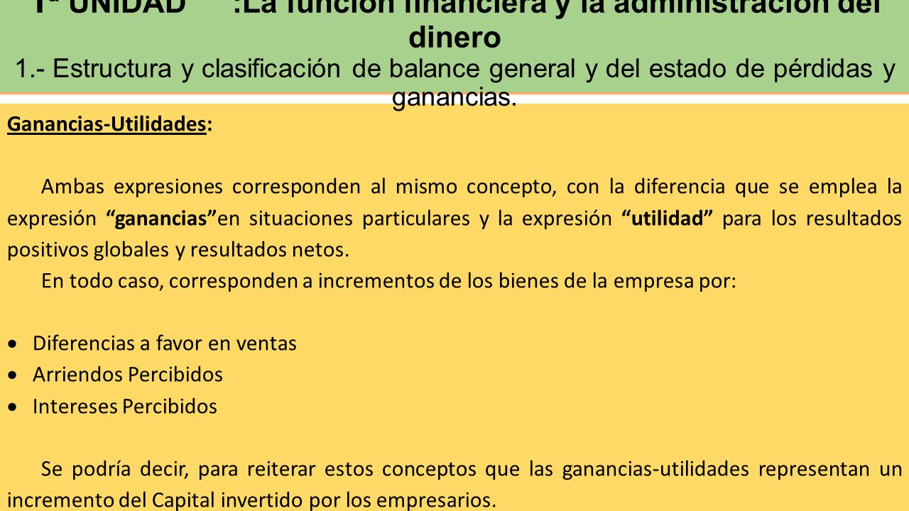 2ª UNIDAD : Definición de Cuentas de activo, pasivos, patrimonio, ingresos y gastos.
