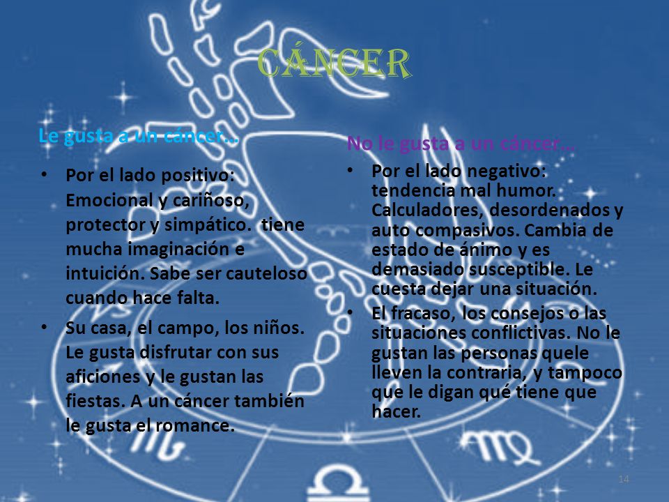 Cáncer Le gusta a un cáncer… No le gusta a un cáncer…