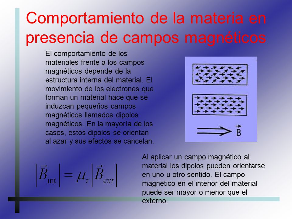 Comportamiento de la materia en presencia de campos magnéticos