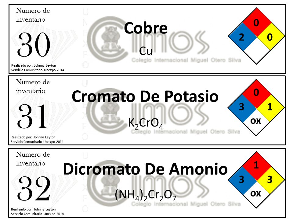 Cobre Cromato De Potasio Dicromato De Amonio Cu K2CrO4 (NH4)2Cr2O7 2 3