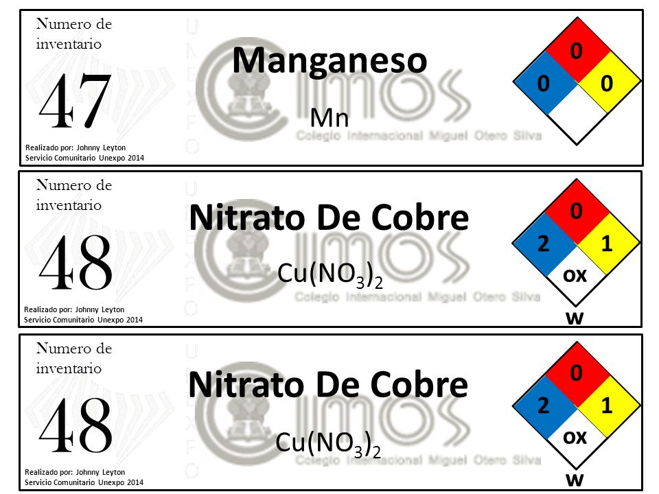 Manganeso Nitrato De Cobre Nitrato De Cobre Mn Cu(NO3)2 Cu(NO3)2 2 1