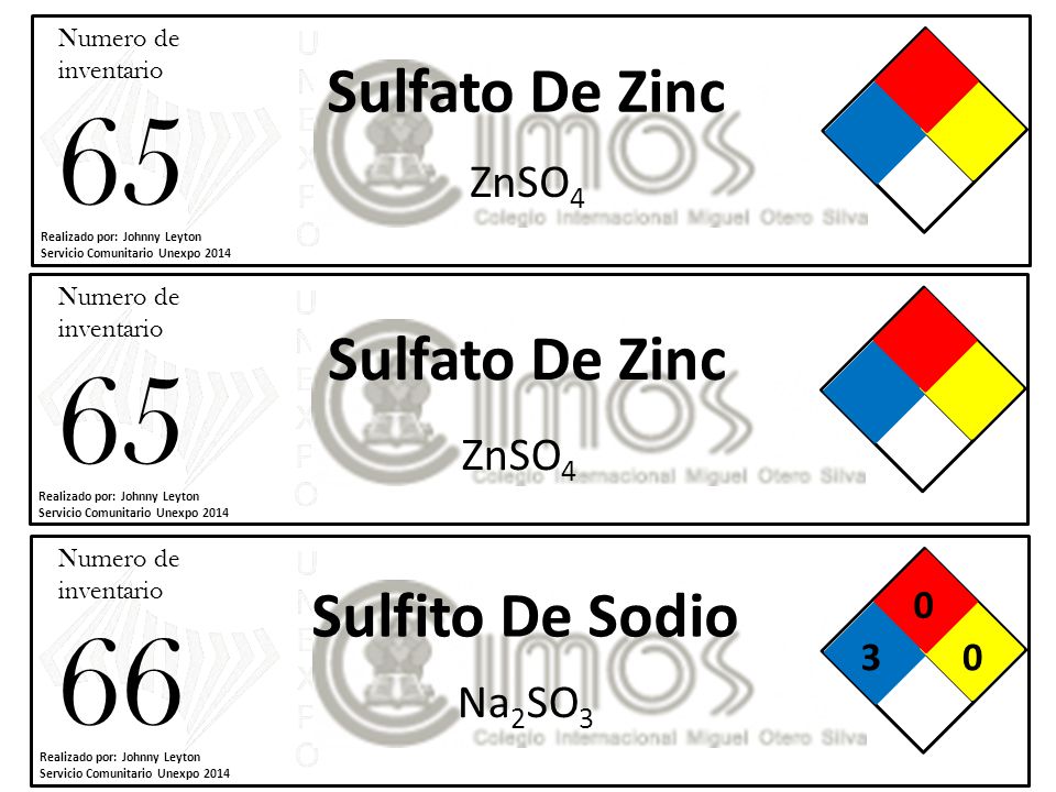 Sulfato De Zinc Sulfato De Zinc Sulfito De Sodio ZnSO4 ZnSO4 Na2SO3 3