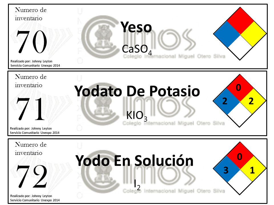 Yeso Yodato De Potasio Yodo En Solución CaSO4 KIO3 I