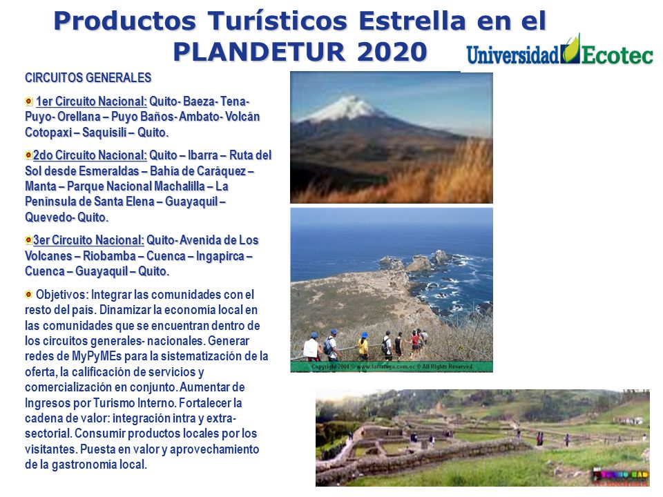 Productos Turísticos Estrella en el PLANDETUR 2020