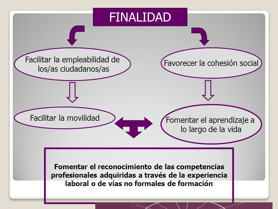 FINALIDAD Facilitar la empleabilidad de Favorecer la cohesión social