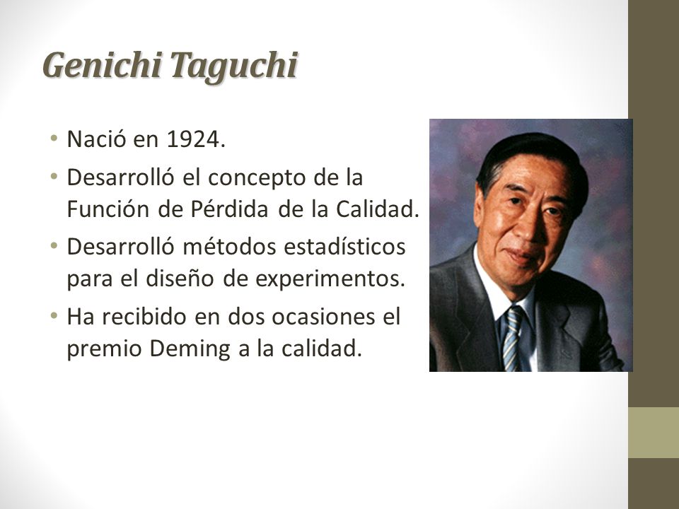 Genichi Taguchi Nació en 1924.
