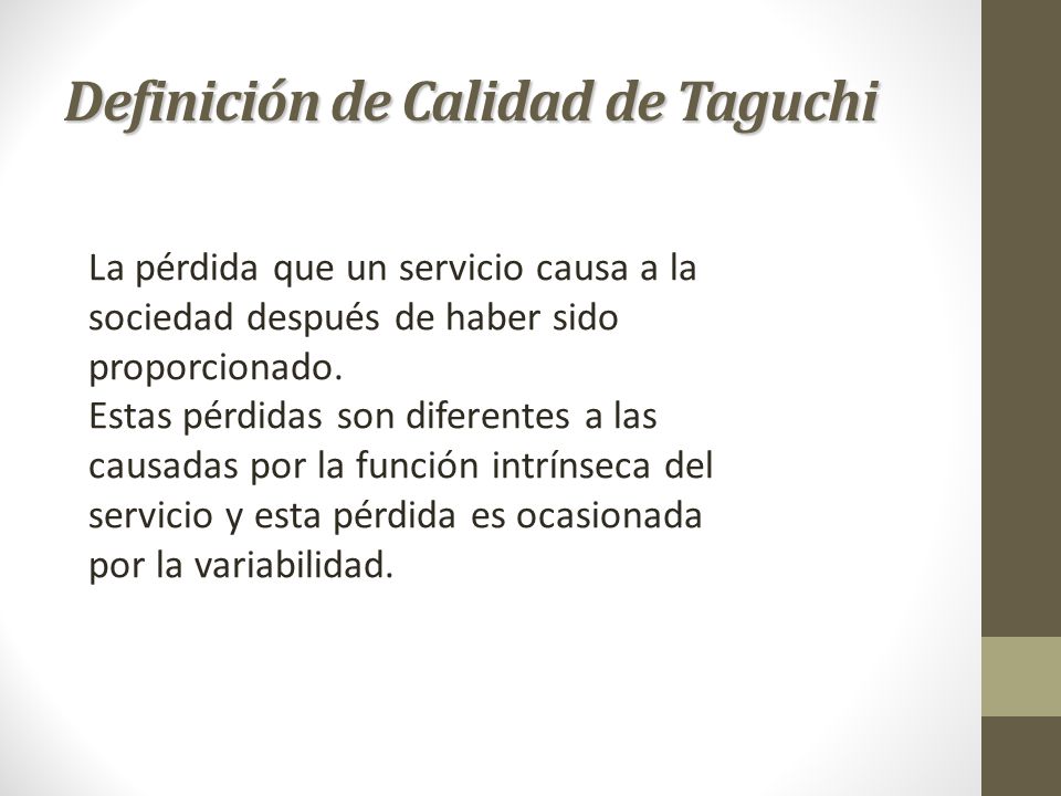 Definición de Calidad de Taguchi