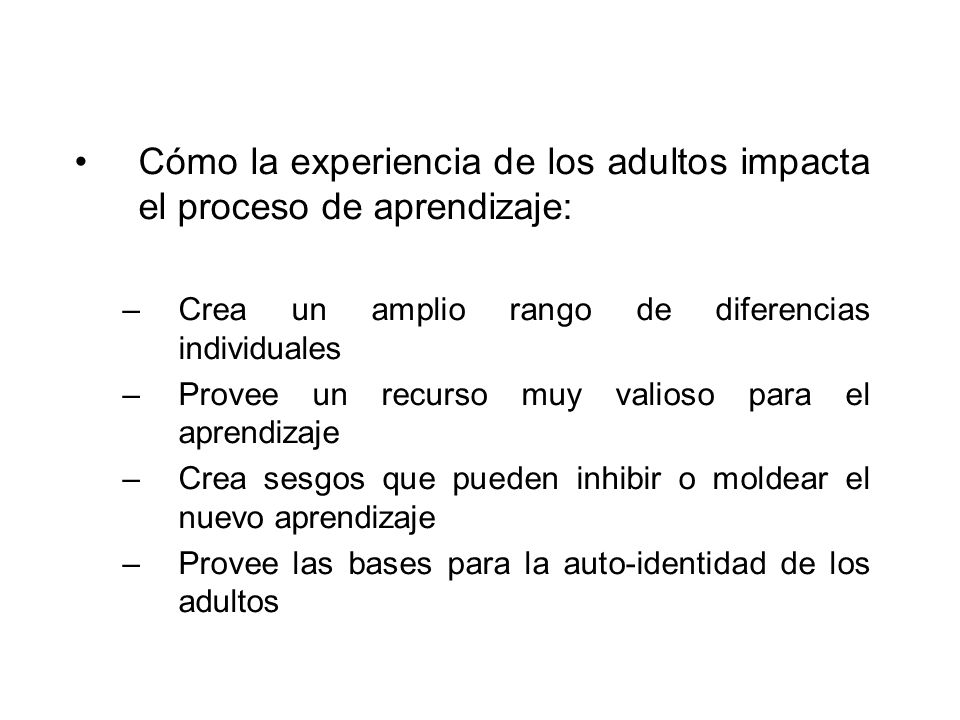 Cómo la experiencia de los adultos impacta el proceso de aprendizaje: