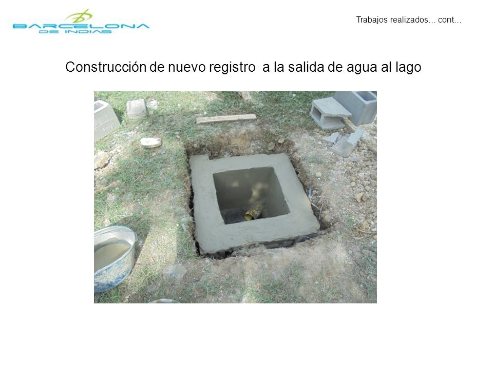 Construcción de nuevo registro a la salida de agua al lago