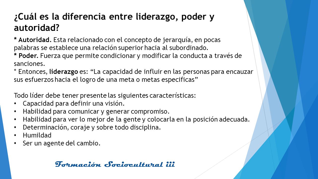 ¿Cuál es la diferencia entre liderazgo, poder y autoridad