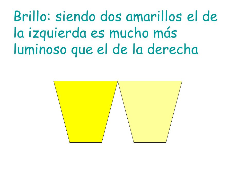 Brillo: siendo dos amarillos el de la izquierda es mucho más luminoso que el de la derecha